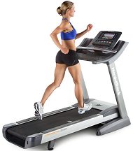 Woman on a running treadmill